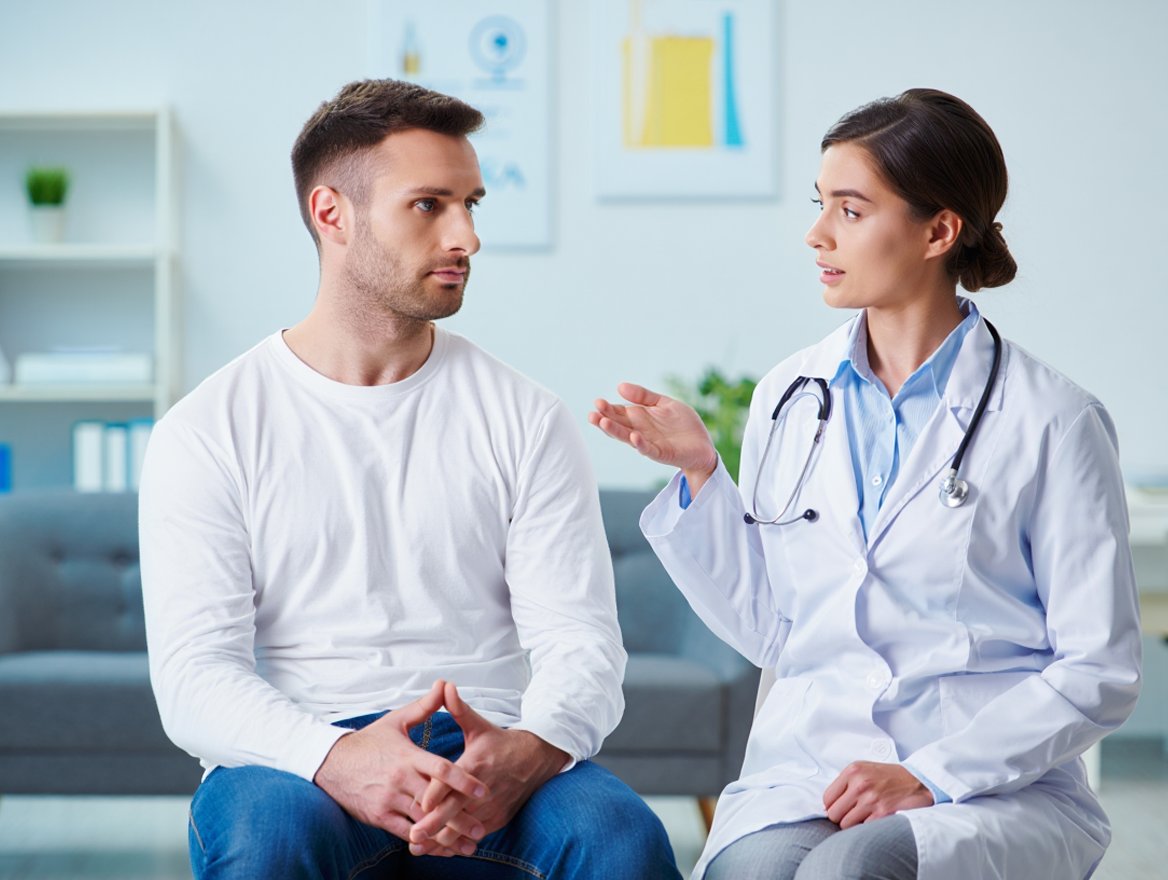 Пациент проходит осмотр у врача